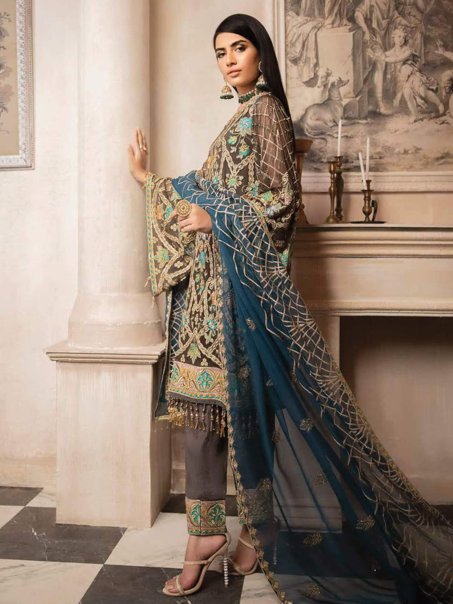 MASHQ Formal Collection Embroidered Chiffon 3Pc Suit MY-10 SUROOR - FaisalFabrics.pk