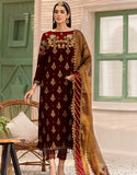 Emaan Adeel Makhmal Unstitched Luxury Velvet 3Pc Suit MK-305 Maroon