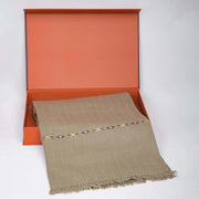Dynasty Lux Herringbone Men's Blended Wool Shawl - Mid Brown