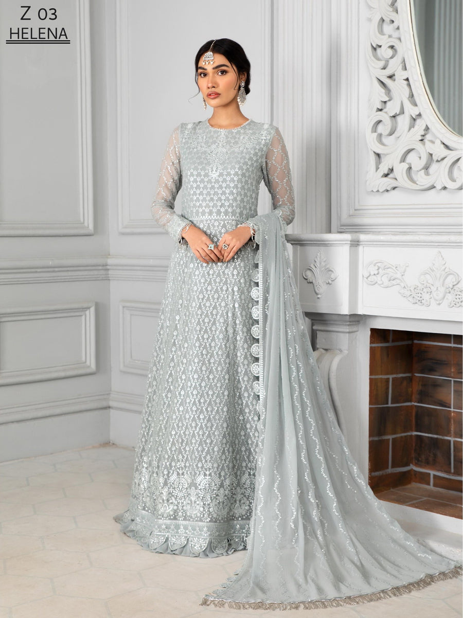 Misaal by Zarif Festive Unstitched Luxury Chiffon 3Pc Suit Z-03 HELENA - FaisalFabrics.pk