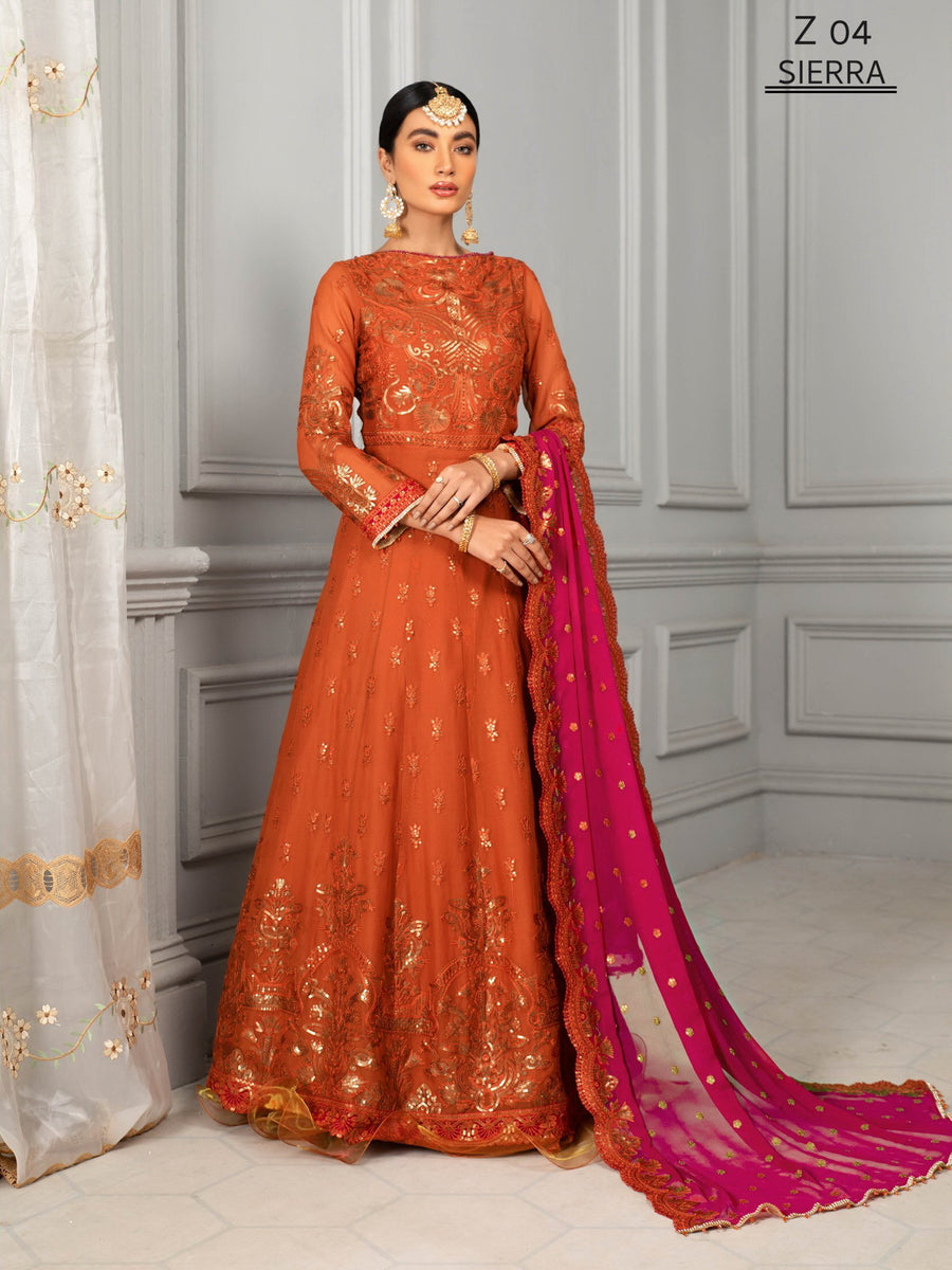 Misaal by Zarif Festive Unstitched Luxury Chiffon 3Pc Suit Z-04 SIERRA - FaisalFabrics.pk