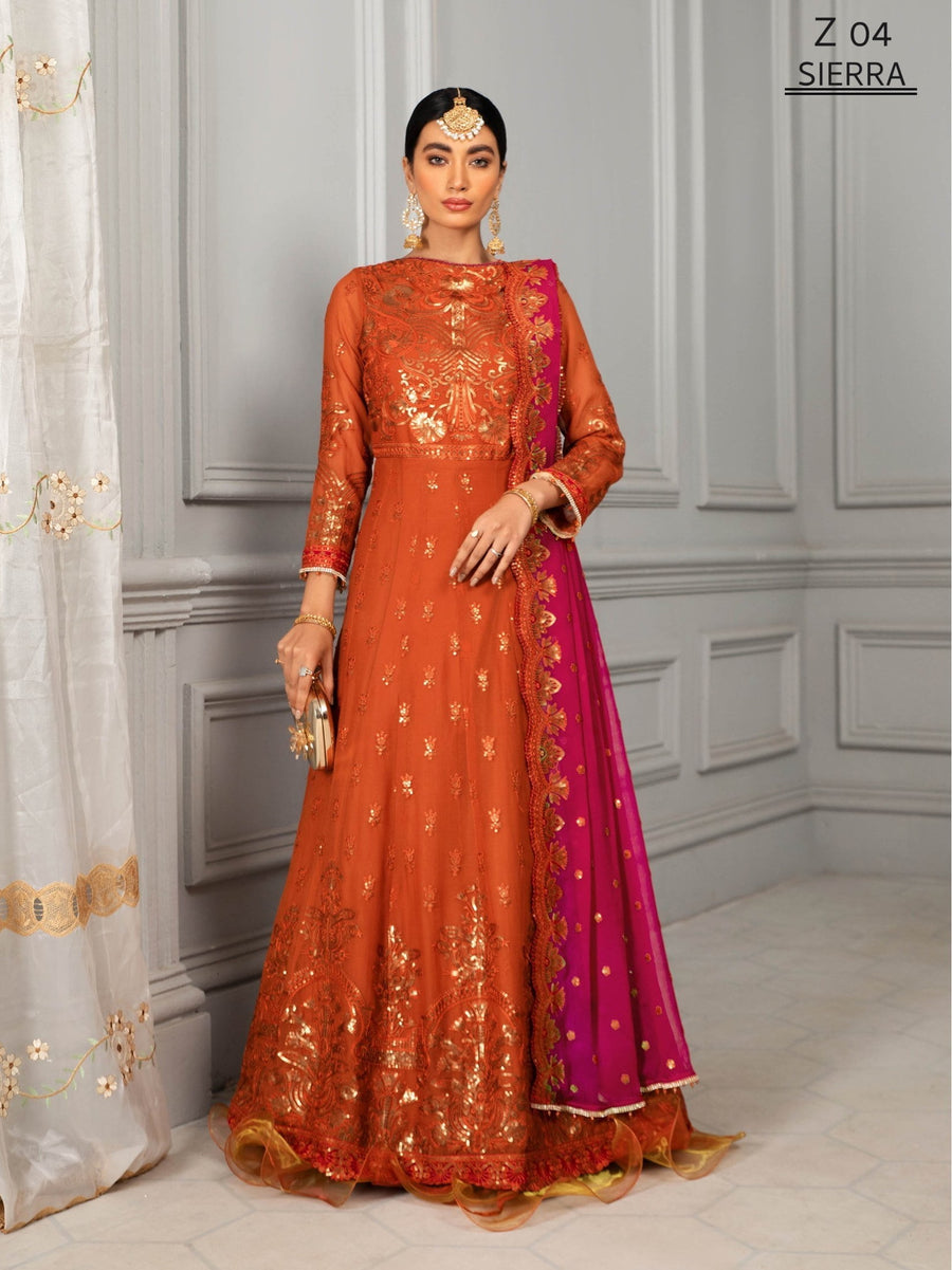 Misaal by Zarif Festive Unstitched Luxury Chiffon 3Pc Suit Z-04 SIERRA - FaisalFabrics.pk