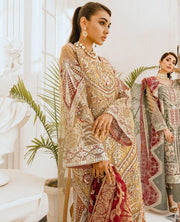 Maryum N Maria Freesia Premium Embroidered Chiffon 3Pc Suit FG-09 Criss and Cross - FaisalFabrics.pk