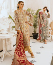 Maryum N Maria Freesia Premium Embroidered Chiffon 3Pc Suit FG-09 Criss and Cross - FaisalFabrics.pk