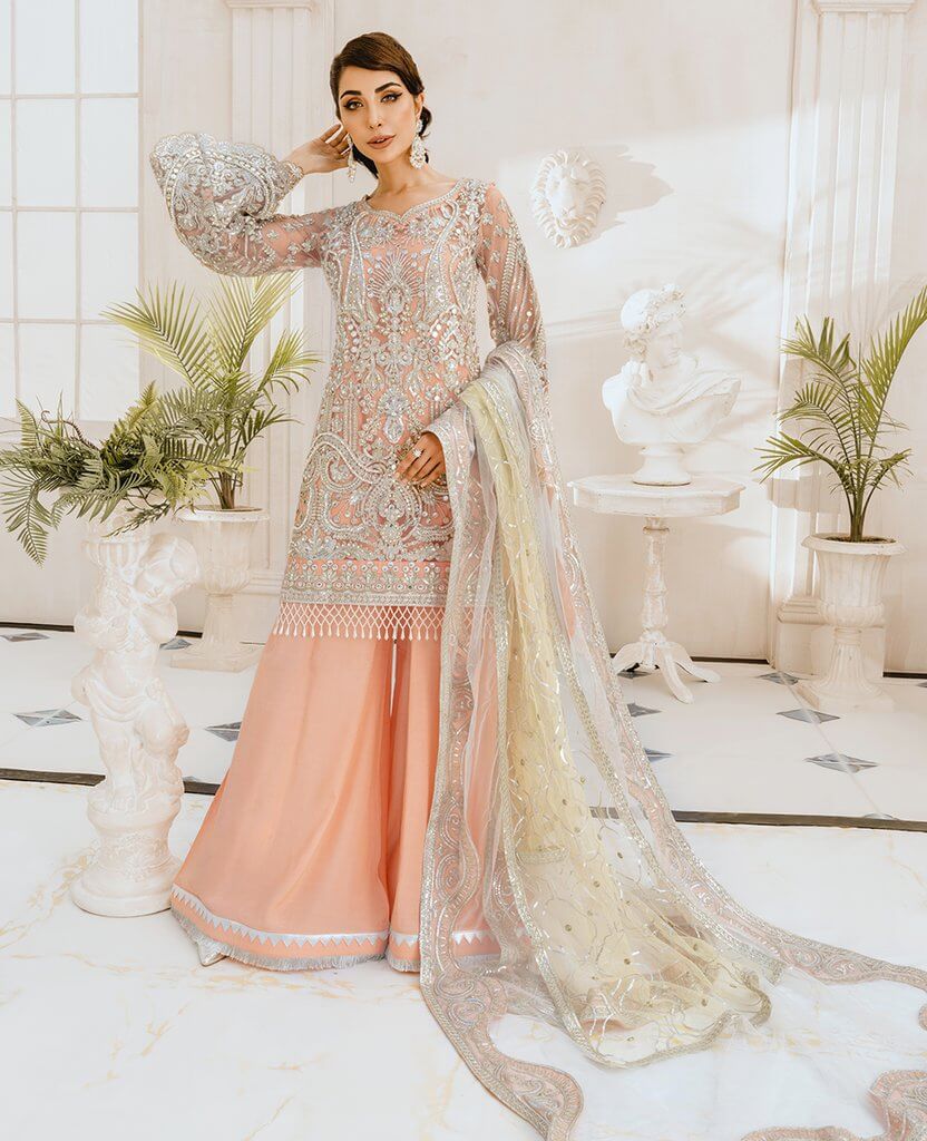 Maryum N Maria Freesia Premium Embroidered Chiffon 3Pc Suit FG-07 Daisy Days - FaisalFabrics.pk