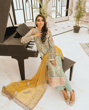 Maryum N Maria Freesia Premium Embroidered Chiffon 3Pc Suit FG-10 Light Water - FaisalFabrics.pk