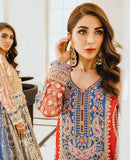 Maryum N Maria Freesia Premium Embroidered Chiffon 3Pc Suit FG-06 Red Blues - FaisalFabrics.pk