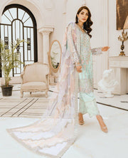 Maryum N Maria Freesia Premium Embroidered Chiffon 3Pc Suit FG-03 Sky Romance - FaisalFabrics.pk
