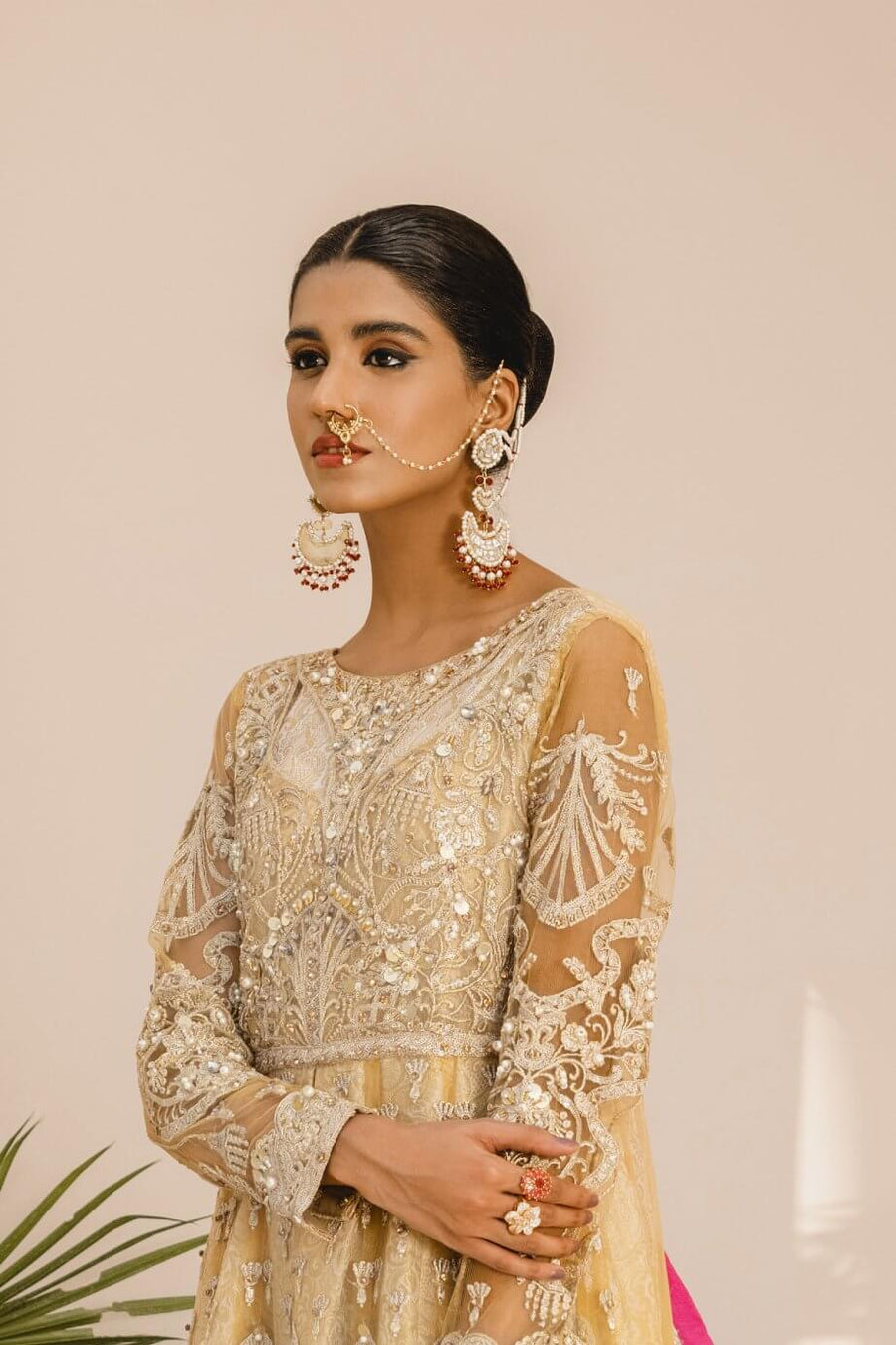 MASHQ Premium Embroidery Wedding Collection 3pc Suit Mustle & Look MX-09 - FaisalFabrics.pk