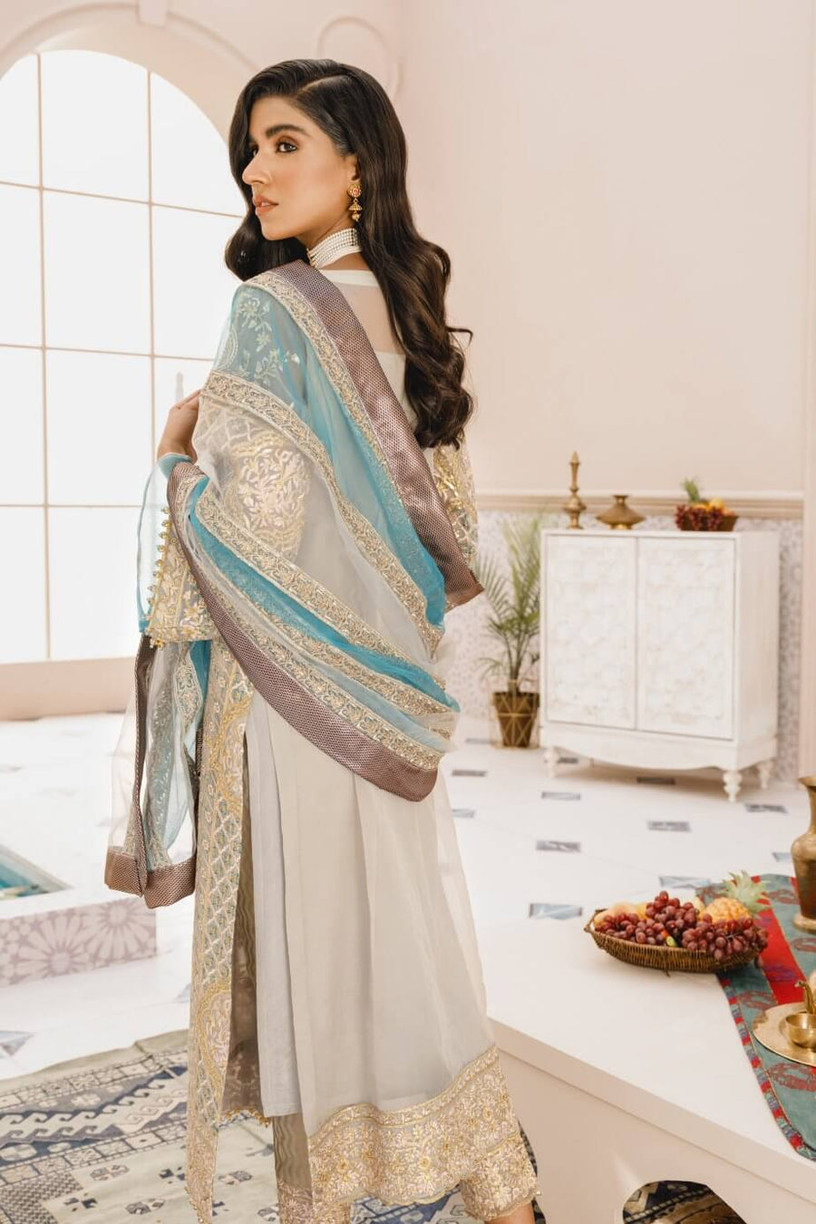 MASHQ Premium Embroidery Wedding Collection 3pc Suit Muzzelif MX-03 - FaisalFabrics.pk