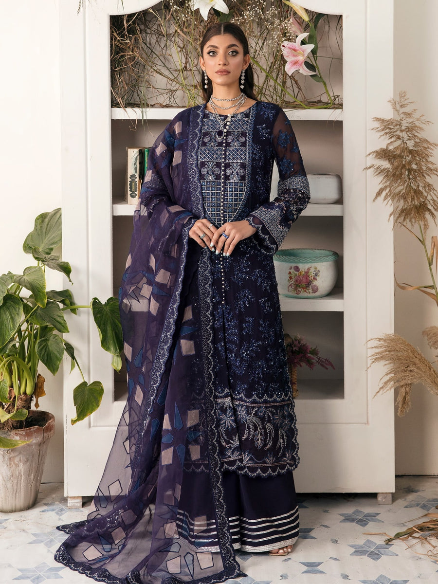 NUREH Elanora Unstitched Embroidered Luxury Chiffon 3Pc Suit NEL-15
