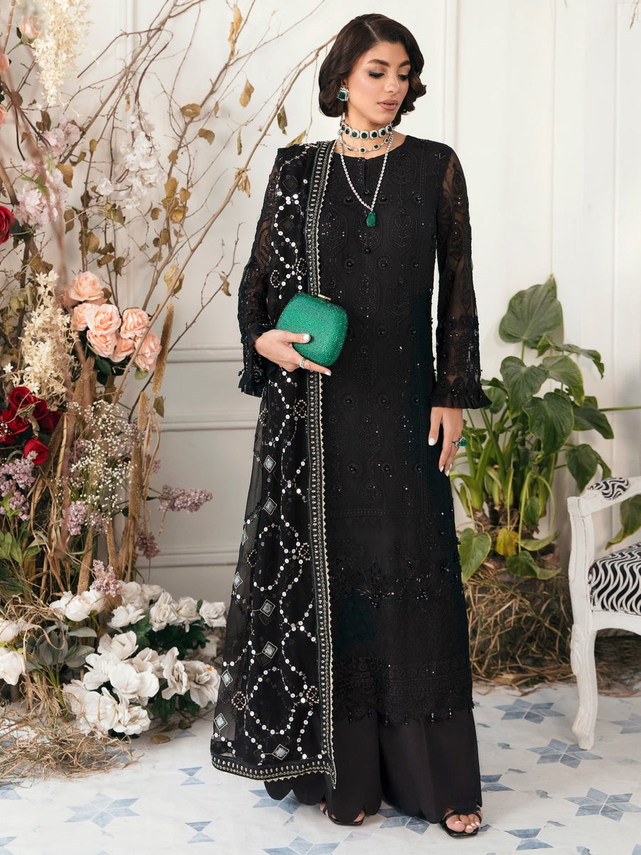NUREH Elanora Unstitched Embroidered Luxury Chiffon 3Pc Suit NEL-17