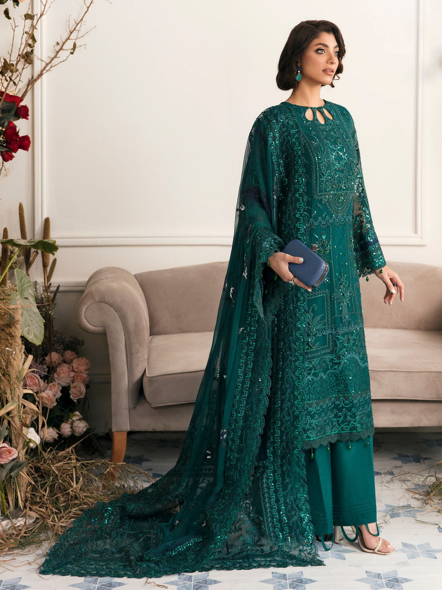 NUREH Elanora Unstitched Embroidered Luxury Chiffon 3Pc Suit NEL-18