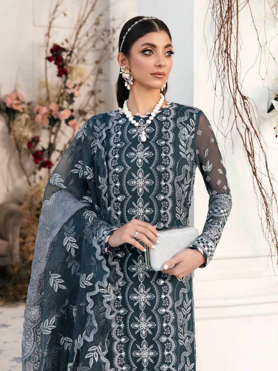 NUREH Elanora Unstitched Embroidered Luxury Chiffon 3Pc Suit NEL-19