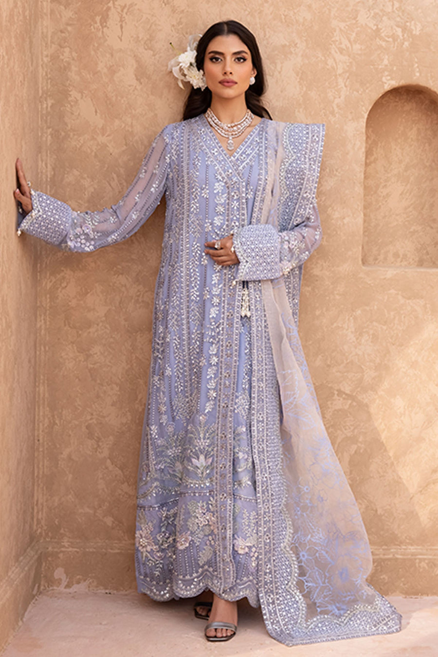NUREH Elanora Unstitched Embroidered Luxury Chiffon 3Piece Suit NEL-20