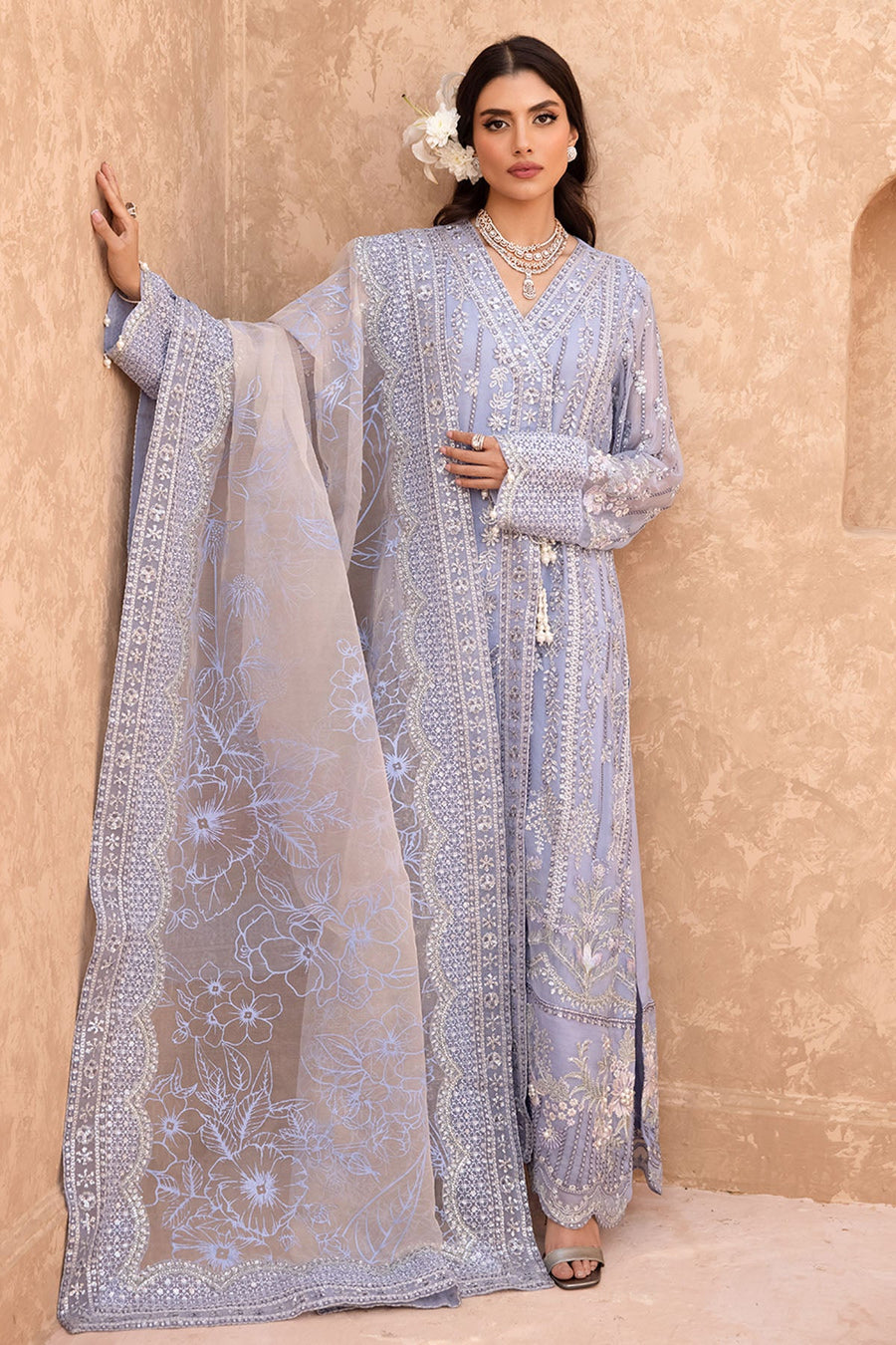 NUREH Elanora Unstitched Embroidered Luxury Chiffon 3Piece Suit NEL-20
