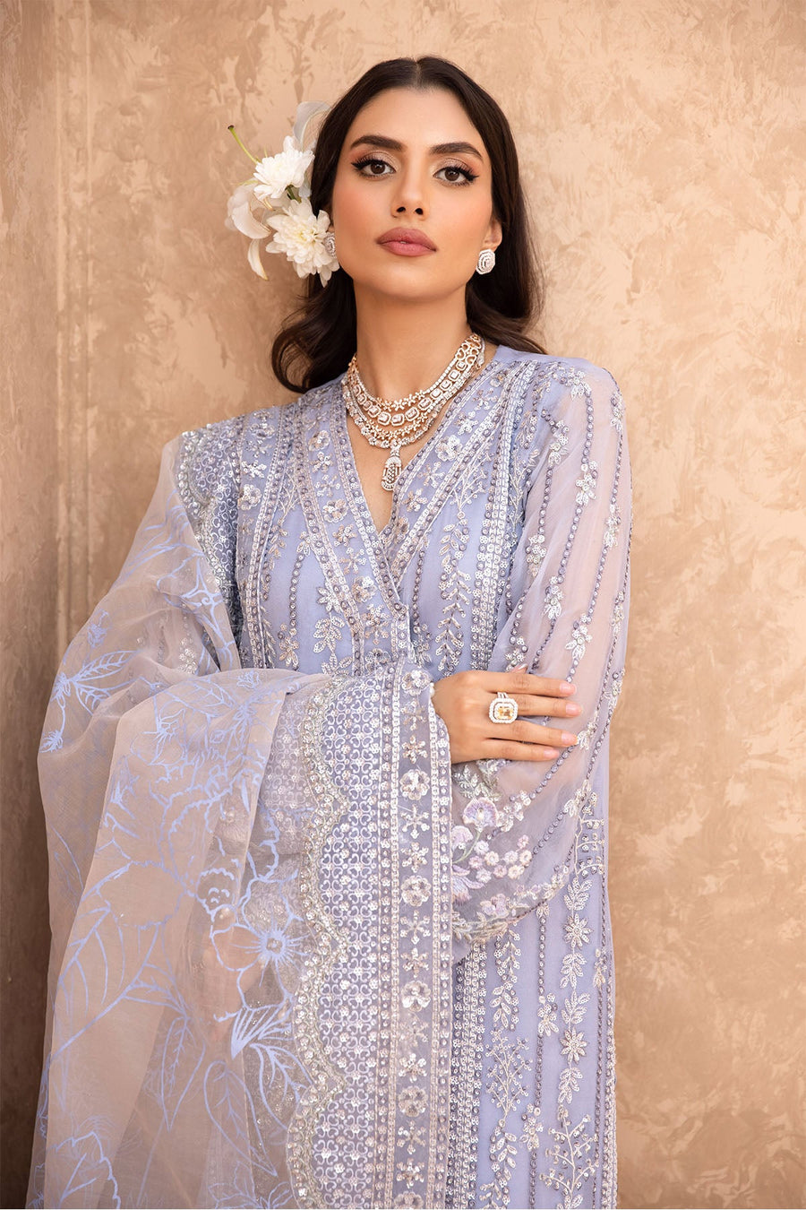 NUREH Elanora Unstitched Embroidered Luxury Chiffon 3Piece Suit NEL-20