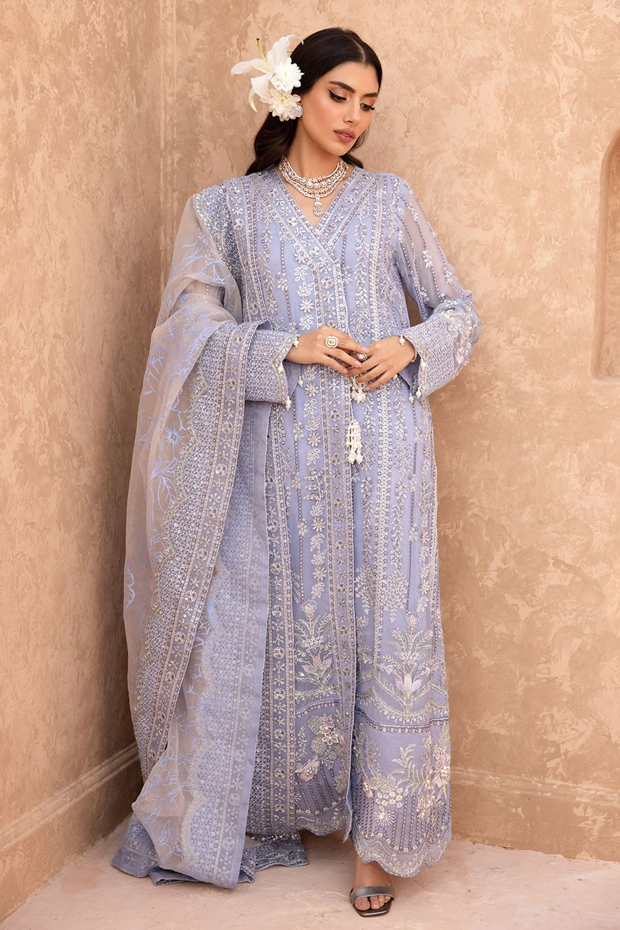 NUREH Elanora Unstitched Embroidered Luxury Chiffon 3Piece Suit NEL-20