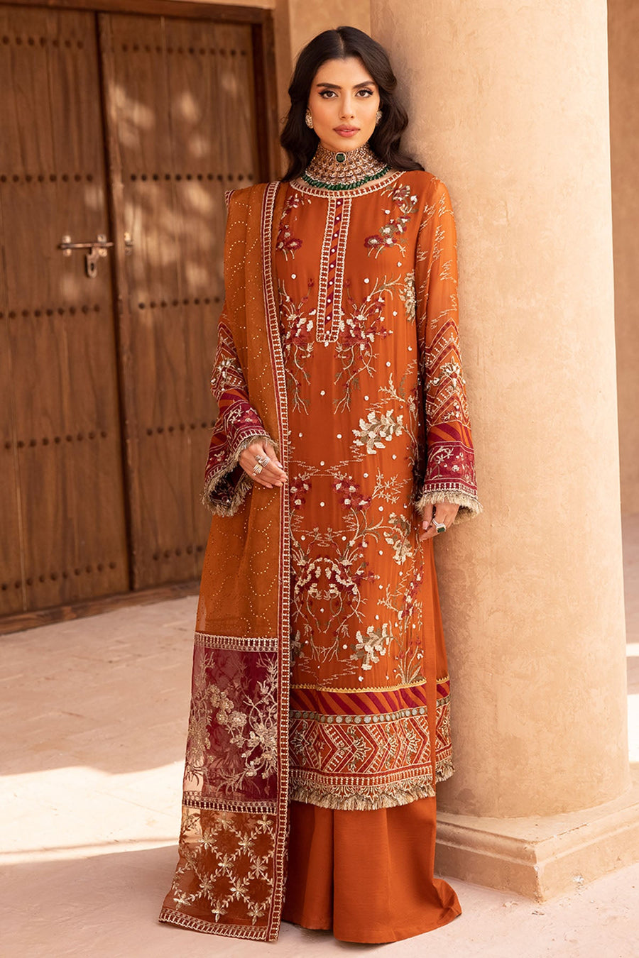 NUREH Elanora Unstitched Embroidered Luxury Chiffon 3Piece Suit NEL-22