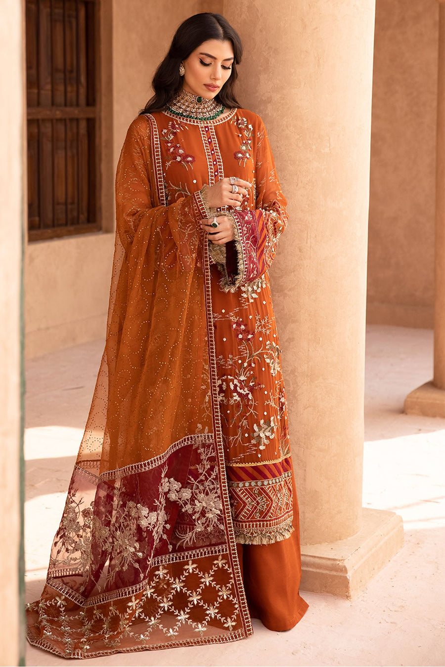 NUREH Elanora Unstitched Embroidered Luxury Chiffon 3Piece Suit NEL-22