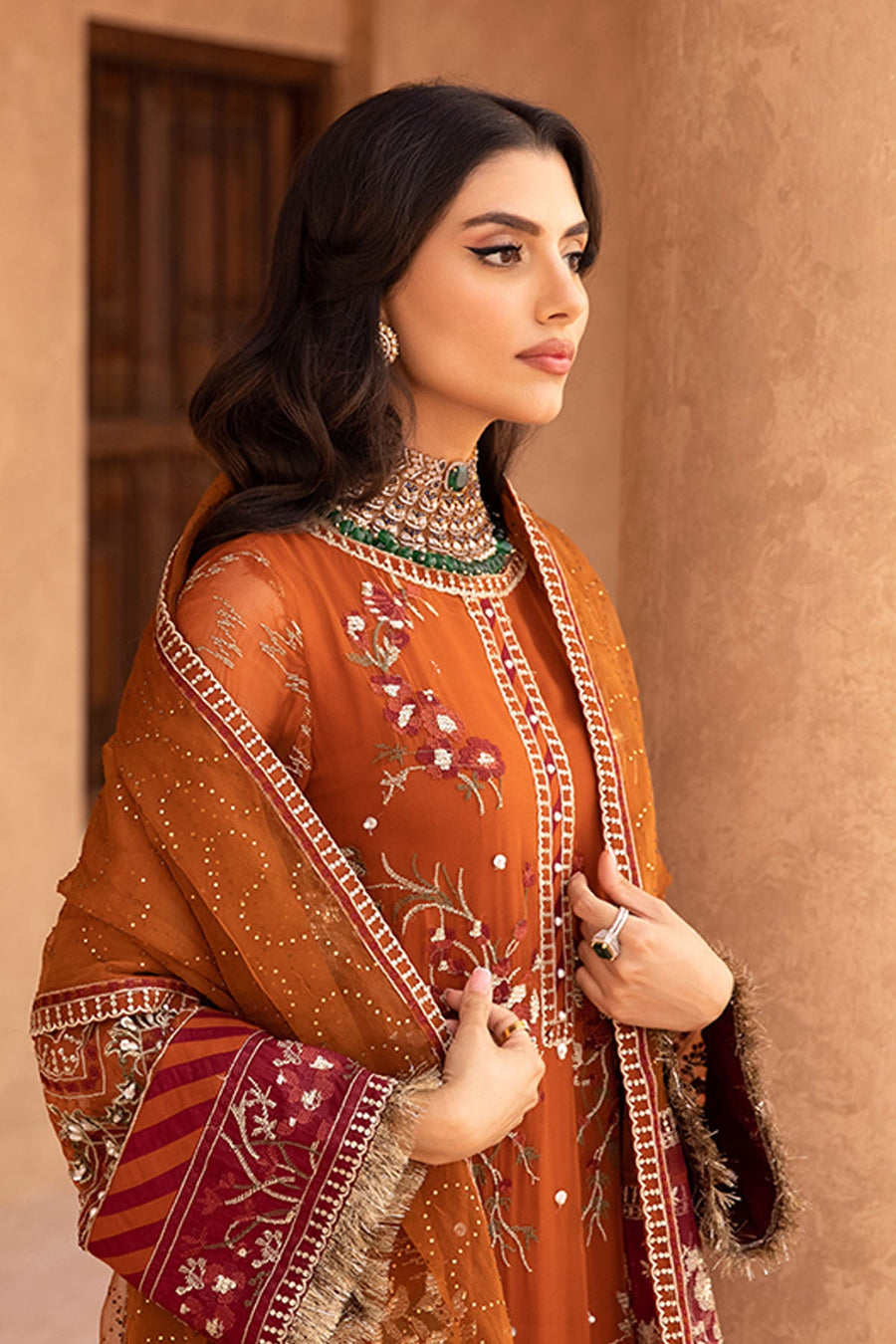 NUREH Elanora Unstitched Embroidered Luxury Chiffon 3Piece Suit NEL-22
