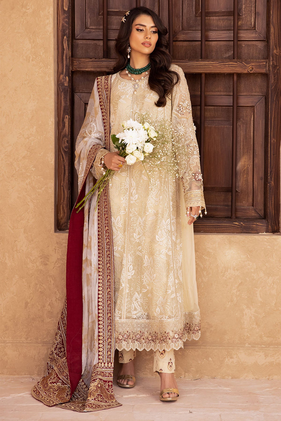 NUREH Elanora Unstitched Embroidered Luxury Chiffon 3Piece Suit NEL-23