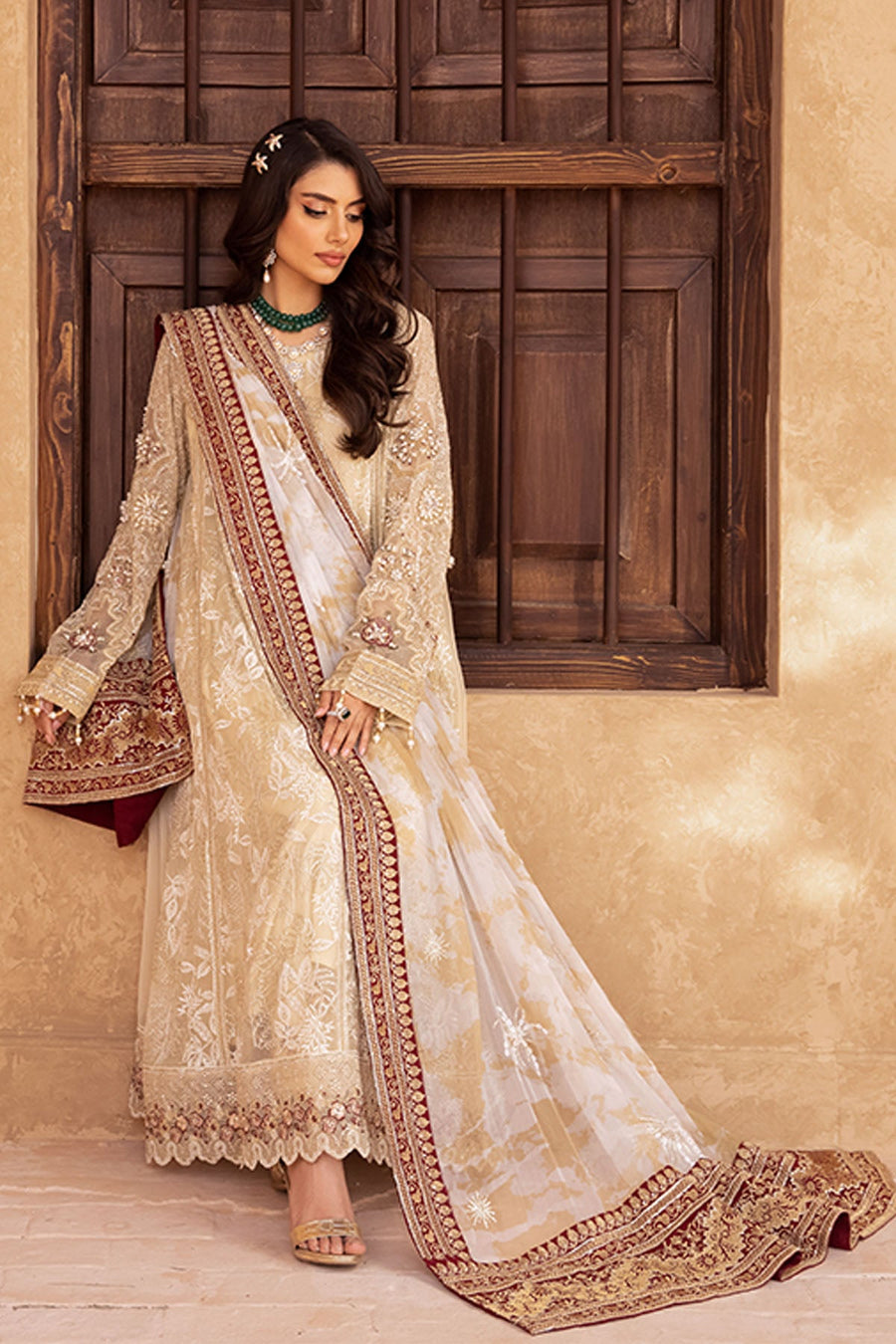 NUREH Elanora Unstitched Embroidered Luxury Chiffon 3Piece Suit NEL-23