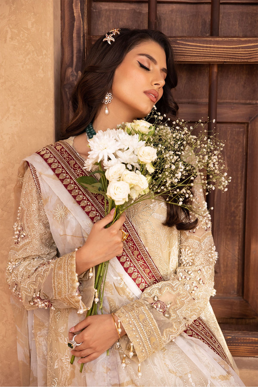 NUREH Elanora Unstitched Embroidered Luxury Chiffon 3Piece Suit NEL-23