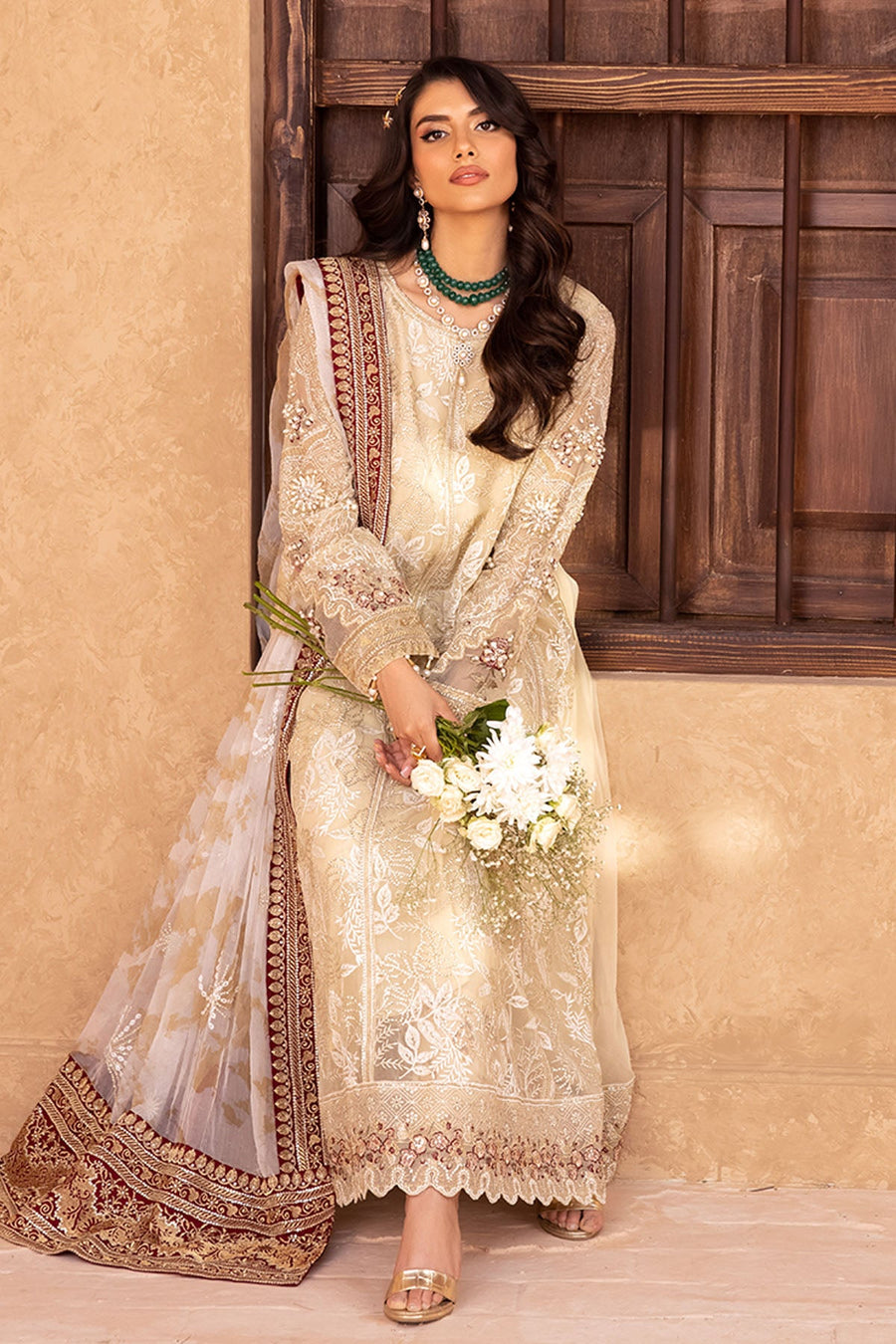 NUREH Elanora Unstitched Embroidered Luxury Chiffon 3Piece Suit NEL-23