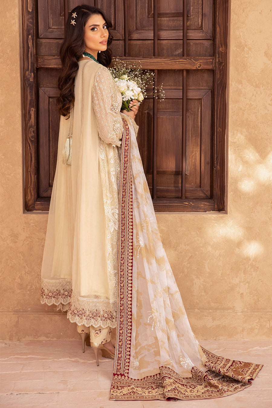 NUREH Elanora Unstitched Embroidered Luxury Chiffon 3Piece Suit NEL-23