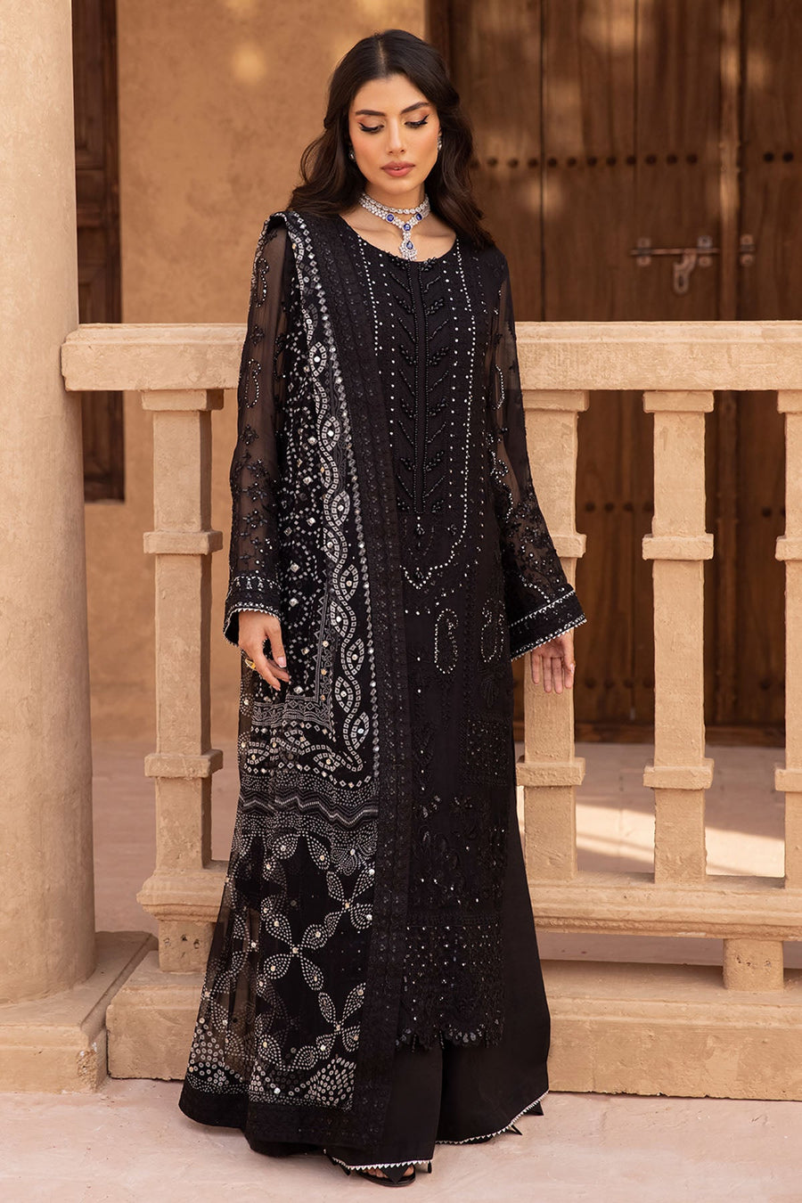 NUREH Elanora Unstitched Embroidered Luxury Chiffon 3Piece Suit NEL-25