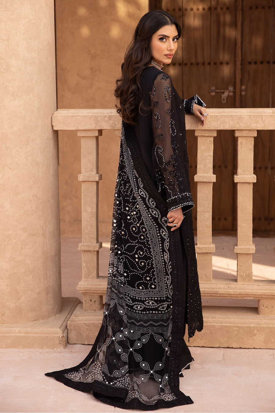 NUREH Elanora Unstitched Embroidered Luxury Chiffon 3Piece Suit NEL-25