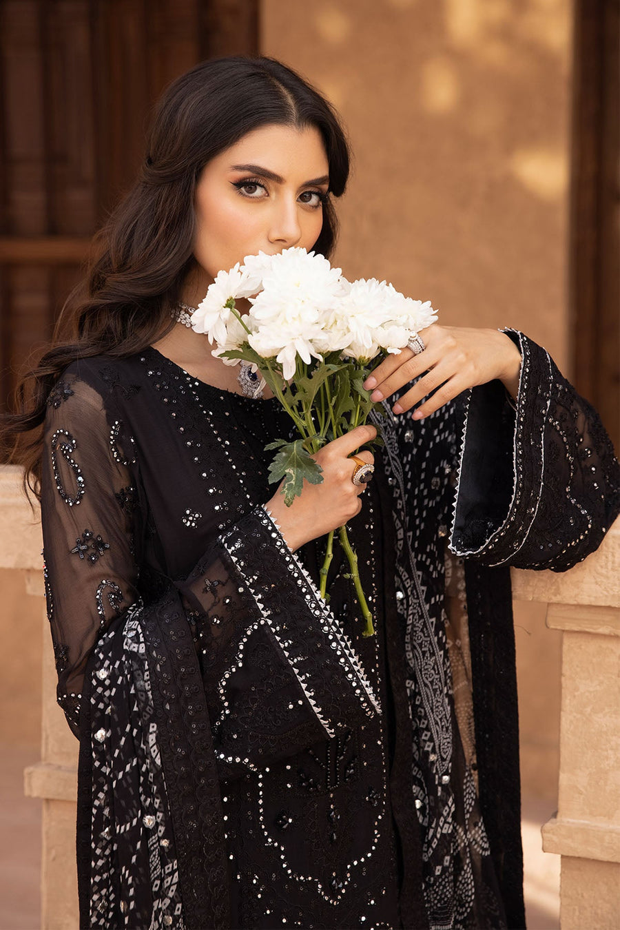 NUREH Elanora Unstitched Embroidered Luxury Chiffon 3Piece Suit NEL-25