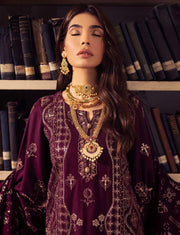 NUREH Exclusive Embroidered Leather Peach Unstitched 3Pc Suit NEP-02