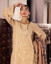 NUREH Exclusive Embroidered Leather Peach Unstitched 3Pc Suit NEP-04