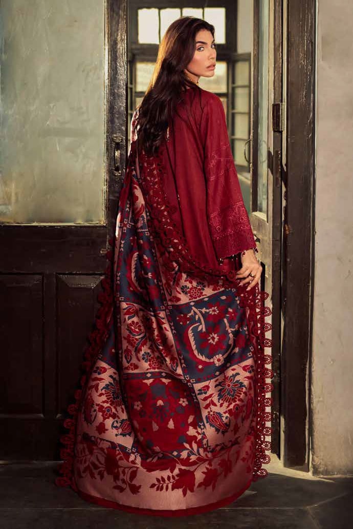 NUREH Exclusive Embroidered Leather Peach Unstitched 3Pc Suit NEP-06