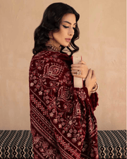 NUREH Exclusive Winter Unstitched Embroidered Leather Peach 3Pc NEP-17