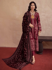 NUREH Exclusive Winter Unstitched Embroidered Leather Peach 3Pc NEP-20