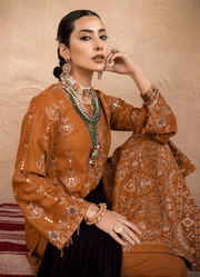 NUREH Exclusive Winter Unstitched Embroidered Leather Peach 3Pc NEP-21