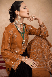 NUREH Exclusive Winter Unstitched Embroidered Leather Peach 3Pc NEP-21