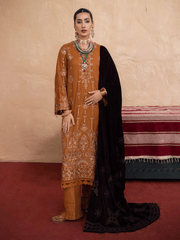 NUREH Exclusive Winter Unstitched Embroidered Leather Peach 3Pc NEP-21
