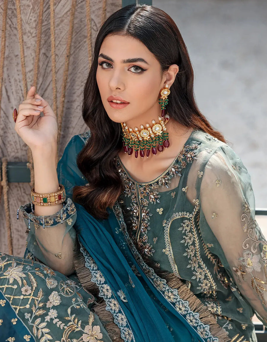Nafasat by Emaan Adeel Embroidered Organza Unstitched 3Pc Suit NF-01