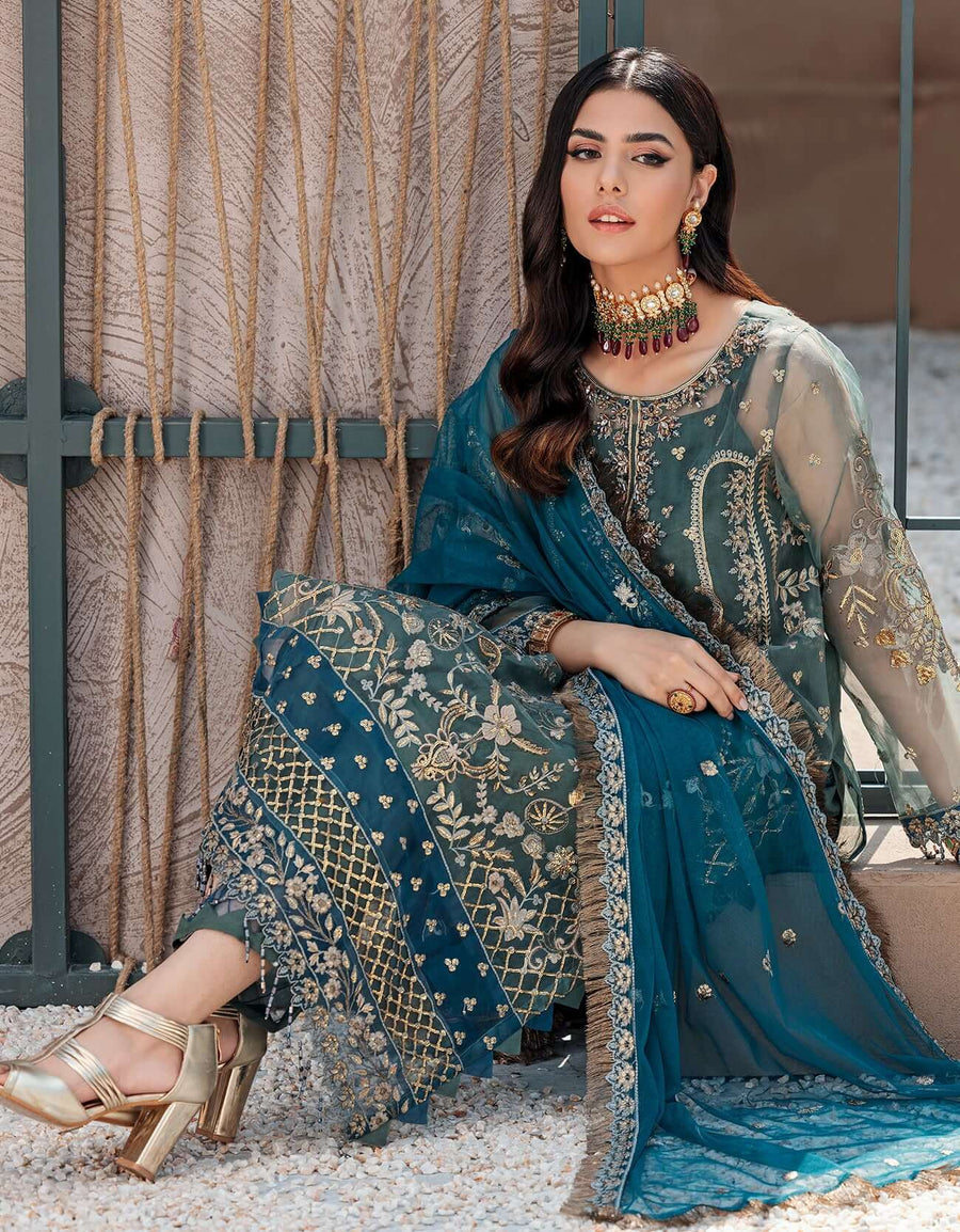 Nafasat by Emaan Adeel Embroidered Organza Unstitched 3Pc Suit NF-01