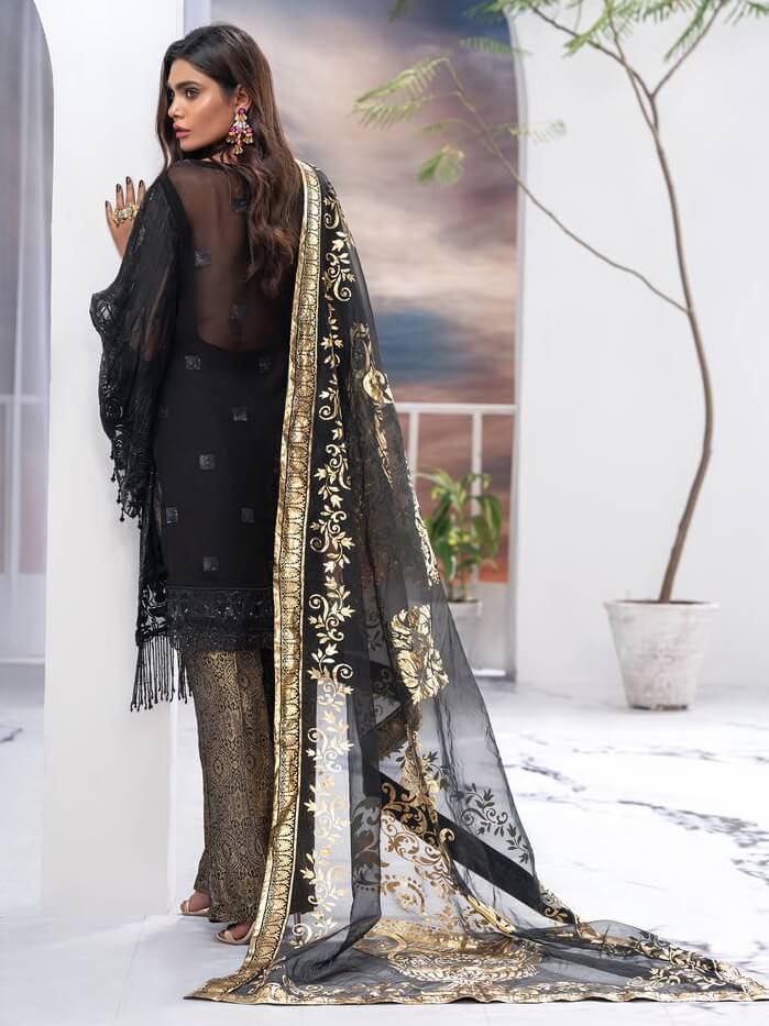 Akbar Aslam Luxury Chiffon Collection 2020 3pc Suit AAW-10 NIGHT ROSE - FaisalFabrics.pk