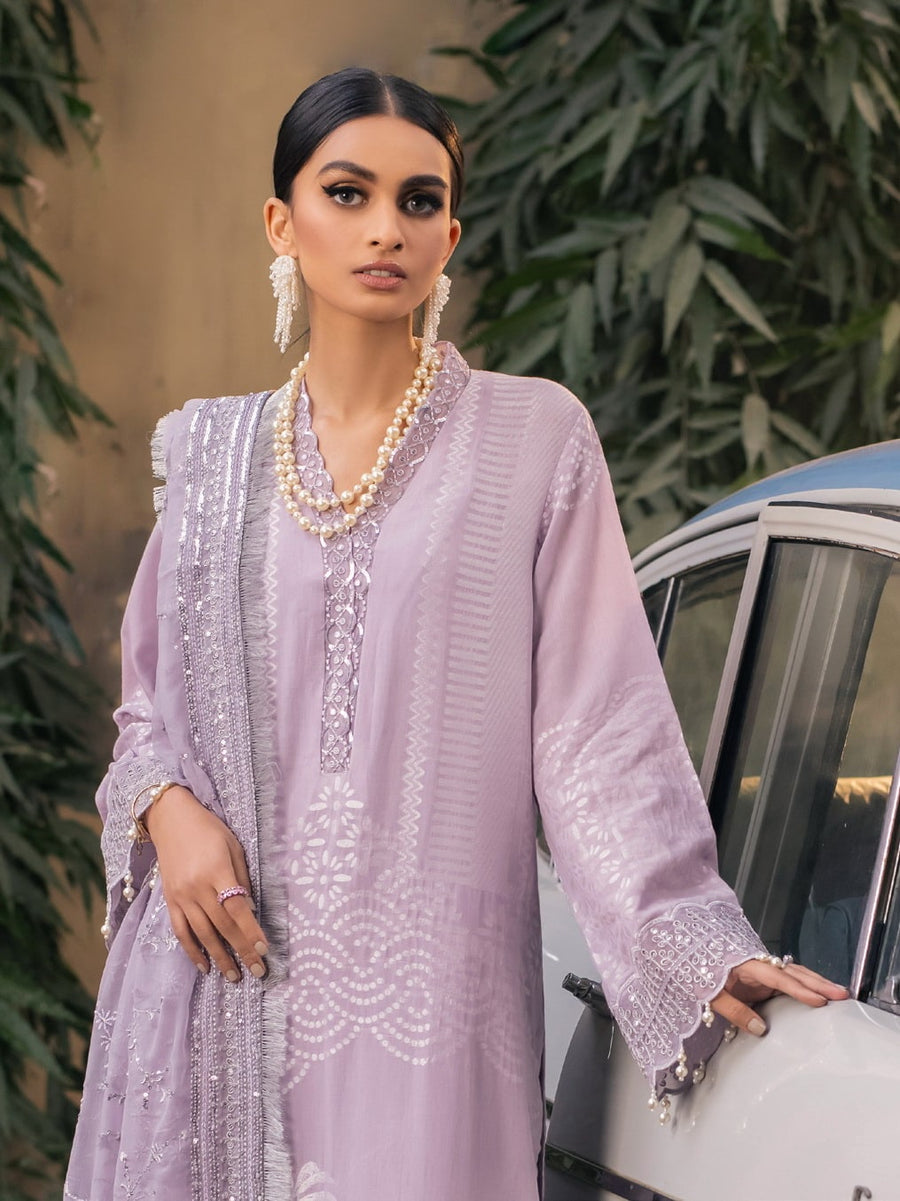 NUREH Maya Unstitched Embroidered Jacquard Slub Lawn 3Pc Suit NJ-47
