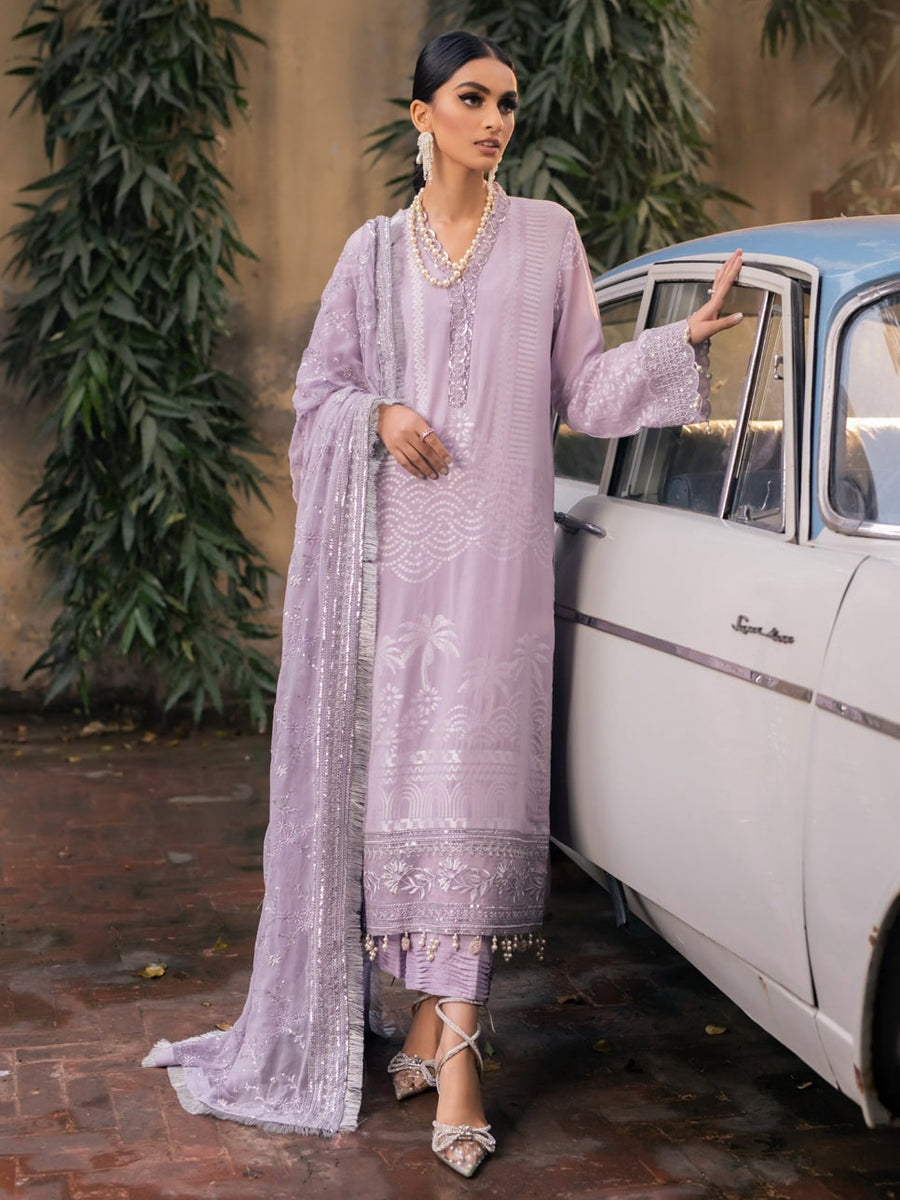 NUREH Maya Unstitched Embroidered Jacquard Slub Lawn 3Pc Suit NJ-47