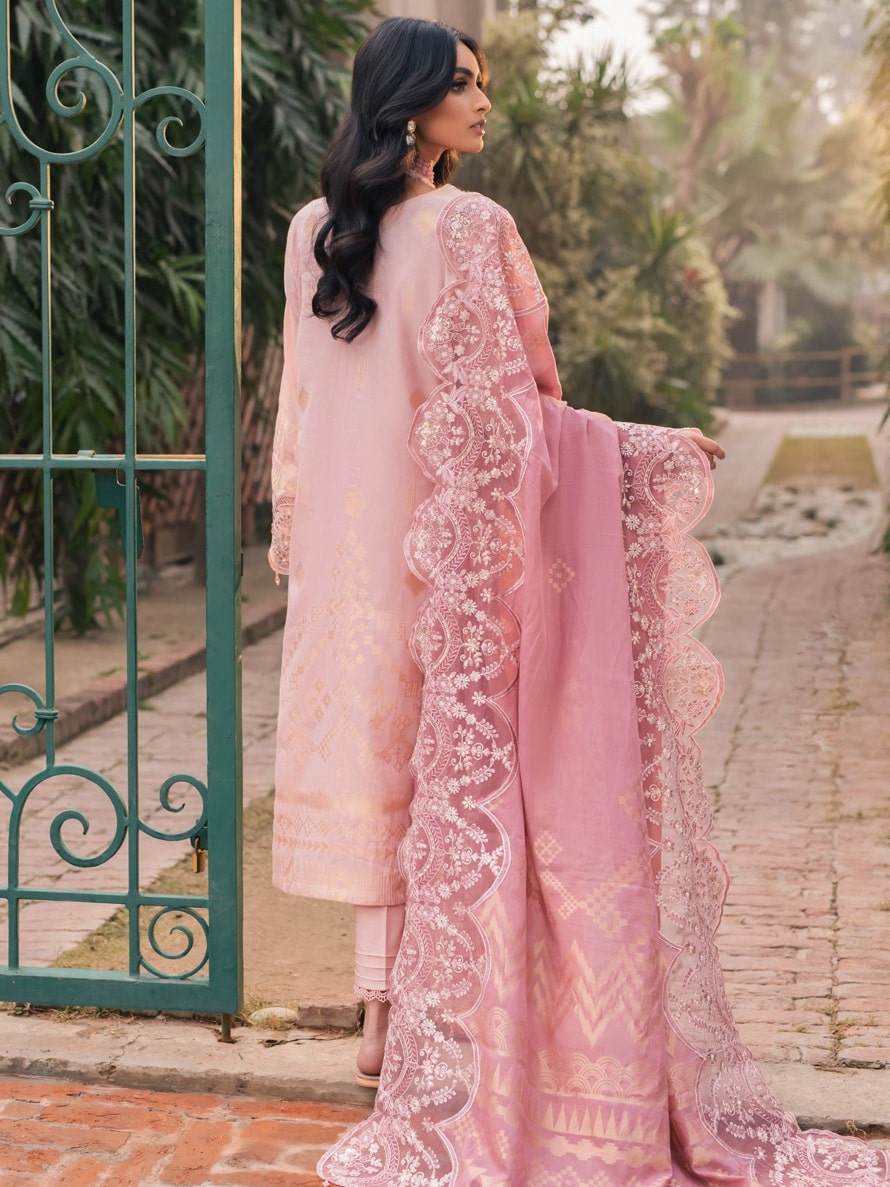 NUREH Maya Unstitched Embroidered Jacquard Slub Lawn 3Pc Suit NJ-49