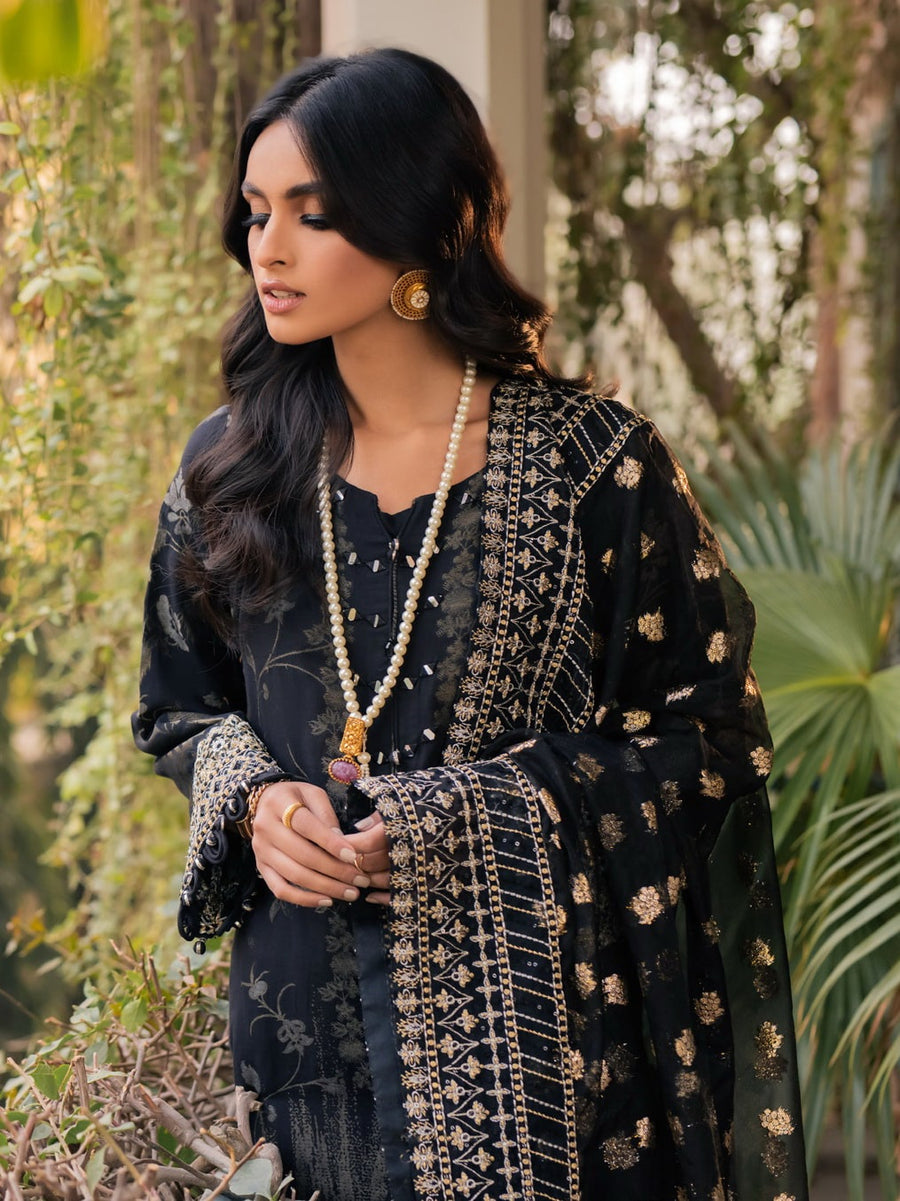 NUREH Maya Unstitched Embroidered Jacquard Slub Lawn 3Pc Suit NJ-50