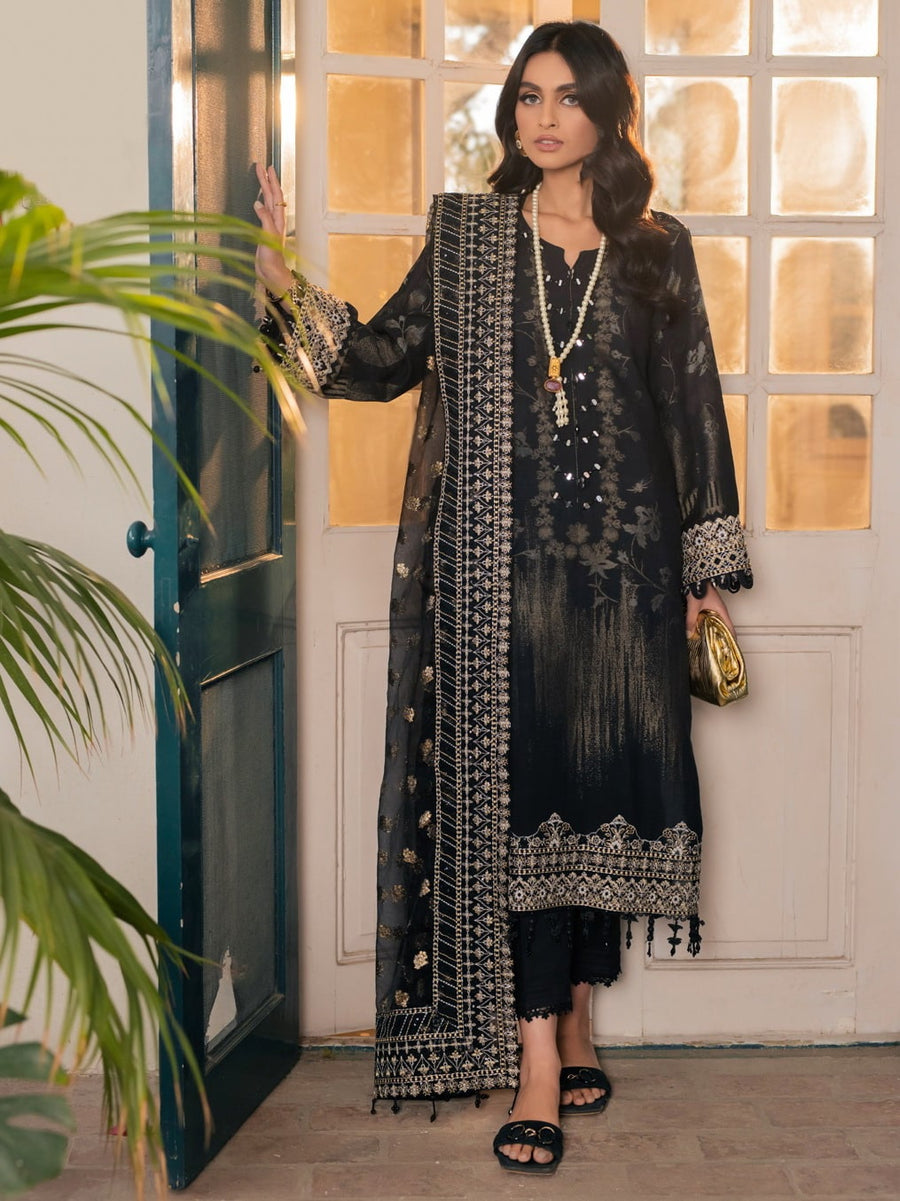 NUREH Maya Unstitched Embroidered Jacquard Slub Lawn 3Pc Suit NJ-50