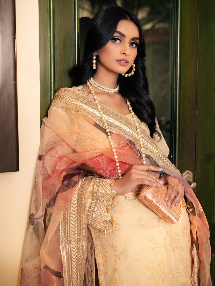 NUREH Maya Unstitched Embroidered Jacquard Slub Lawn 3Pc Suit NJ-51